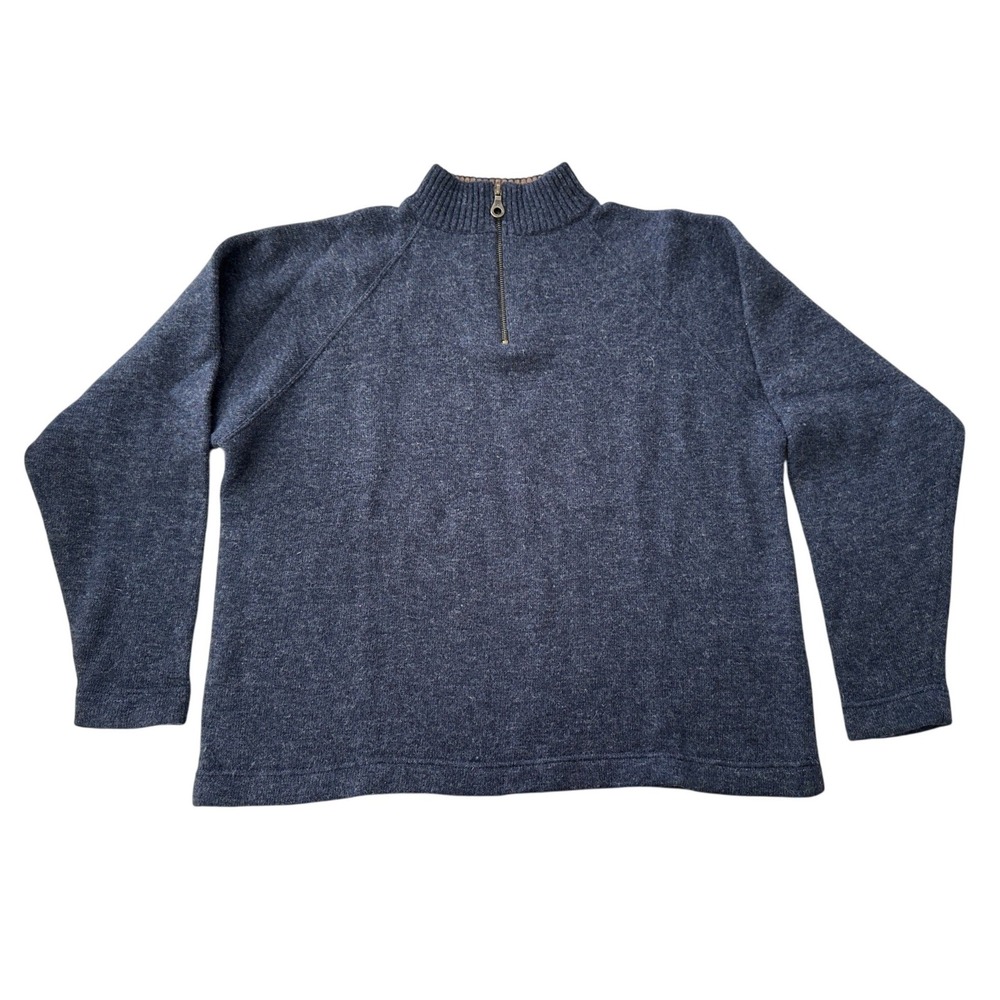 Vtg Pendleton 1/4 Zip Mock Neck Sweater Small Mens Blue Lambswool Blend Heritage